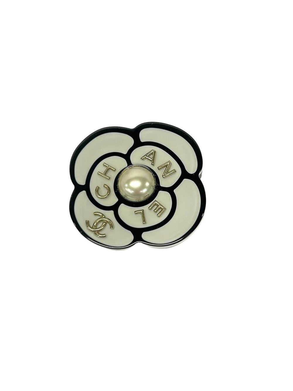 Chanel White Black Silver Plastic Faux #360619C79B